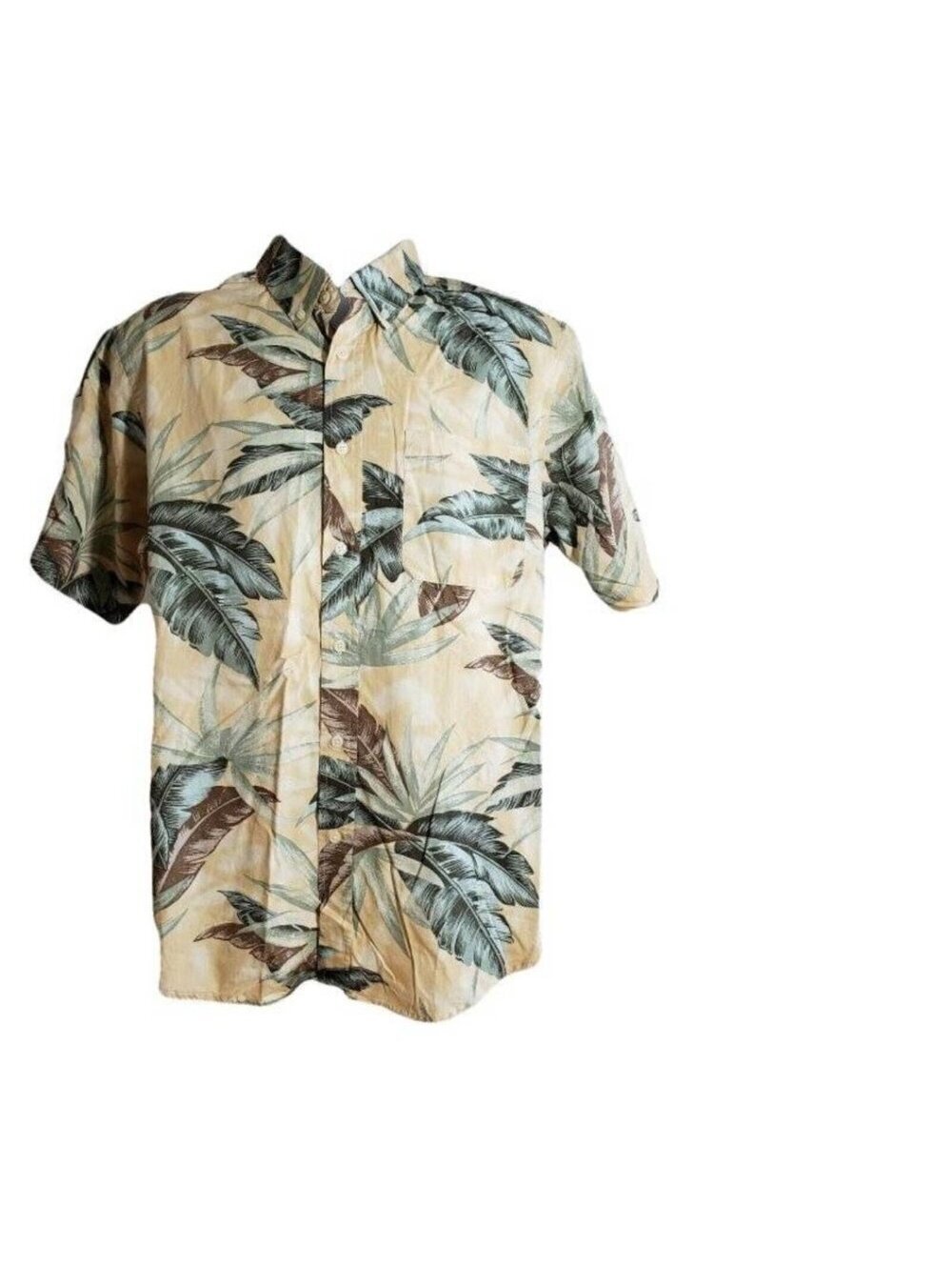 David Taylor Shirt S Mens Yellow Tropical Short Sleeve Button Down Camp Summer